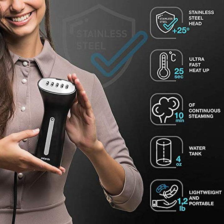 Steamer for Clothes, Hand Held Portable Travel Garment Steamer, Metal Steam Head, 25S Heat Up, Pump System, Mini Size, Handheld Steamer for Any Fabrics, No Water Spitting